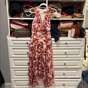 SALONI Red and Pink Floral Maxi Dress